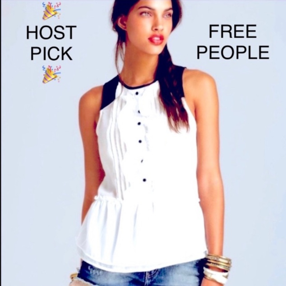 💯✅ AUTHENTIC FREE PEOPLE FAUX LEATHER RUFFLE TOP